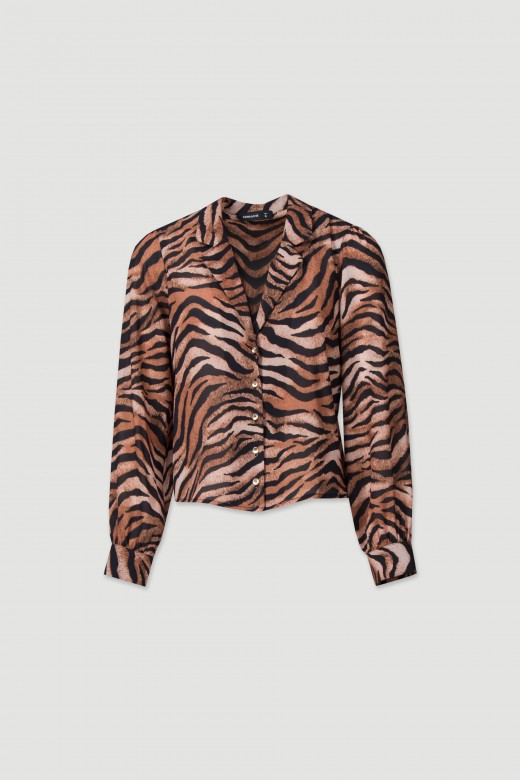 Cropped animal print blouse