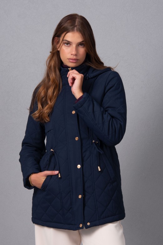 Quilted parka with removable hood