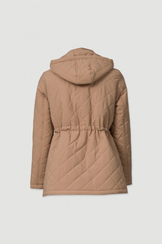 Quilted parka with removable hood