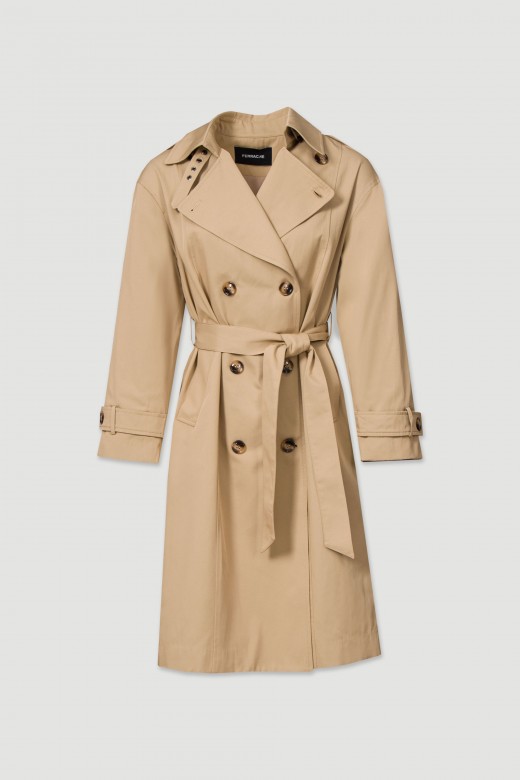 Classic long trench coat with belt