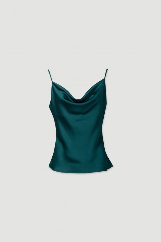 Satin-finish thin strap top