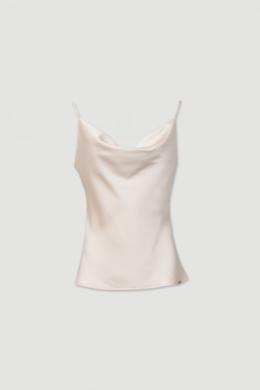 Satin-finish thin strap top