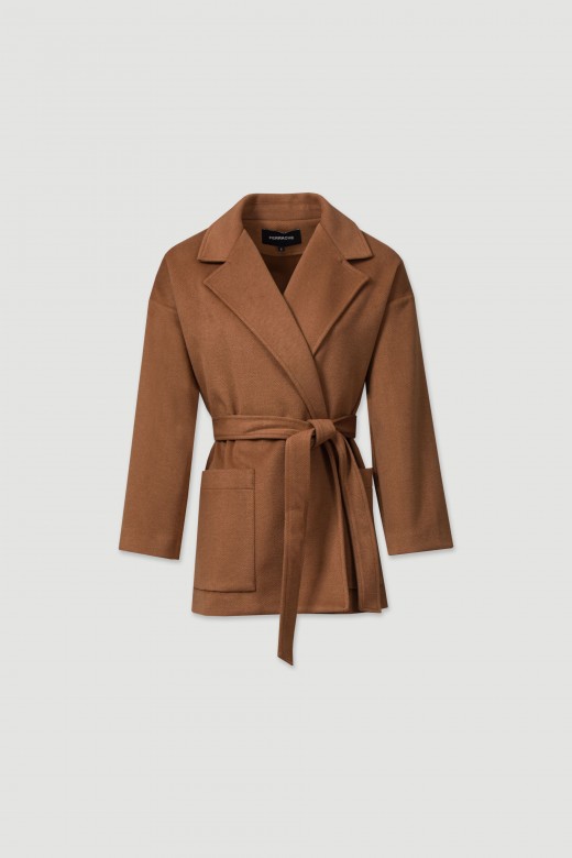 Twill coat with double-breasted closure