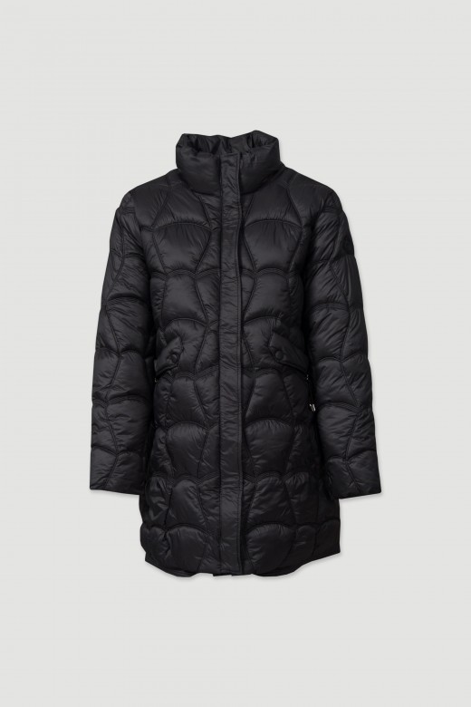 Quilted parka with a high collar