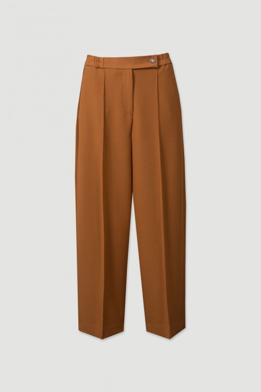 Culotte pants with elastic and custom button