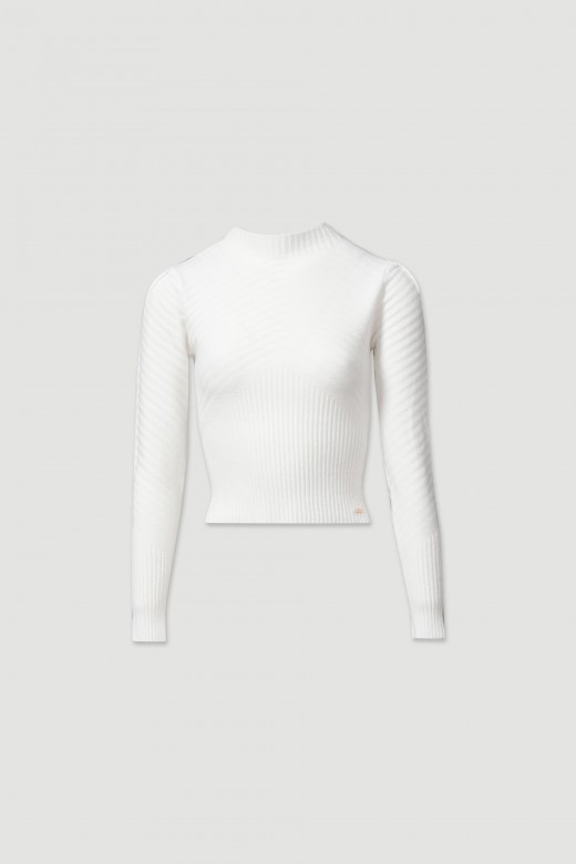 Pull en maille avec bord-ctes haut