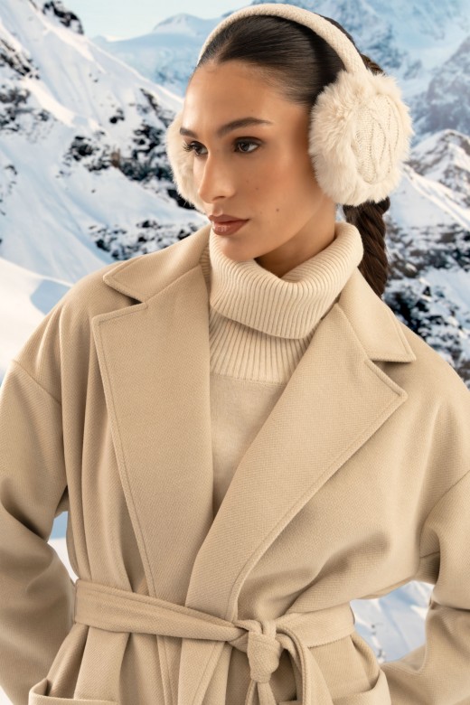 Twill coat with double-breasted closure