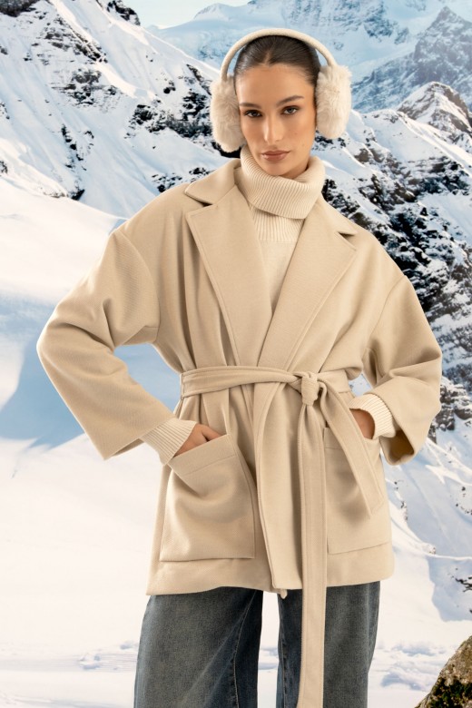 Twill coat with double-breasted closure