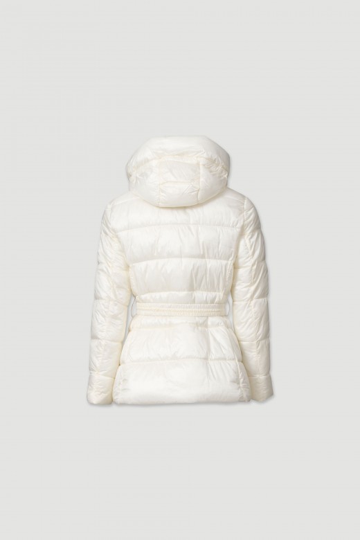 Quilted parka with hood and contrasting details