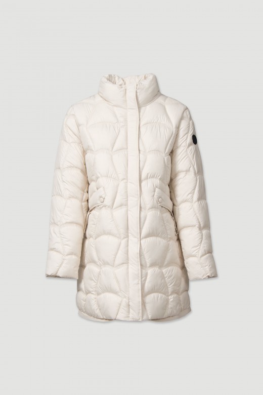 Quilted parka with a high collar