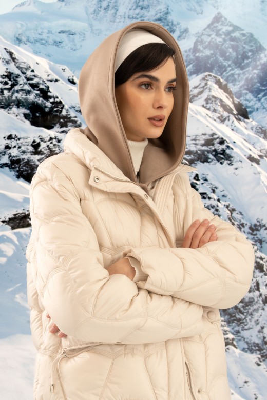 Quilted parka with a high collar