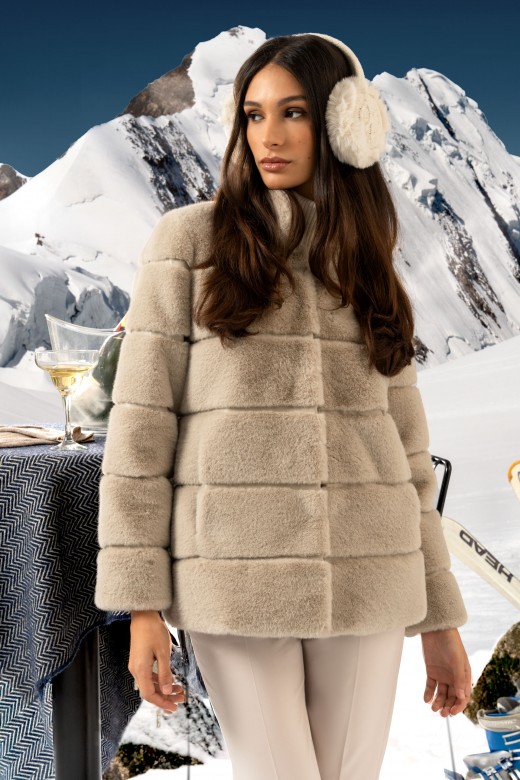 Fur coat with napa detailing