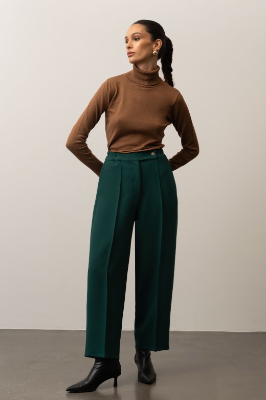 Culotte pants with elastic and custom button