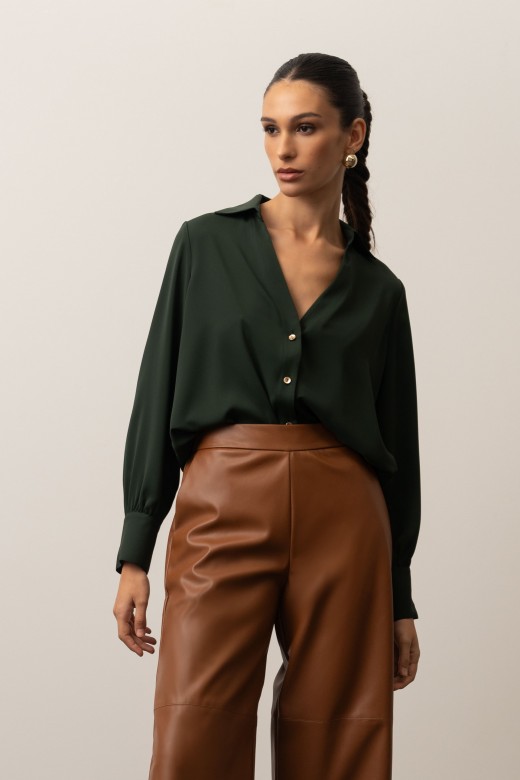 Fluid blouse with tab detail on sleeves