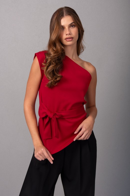 Asymmetric neckline top