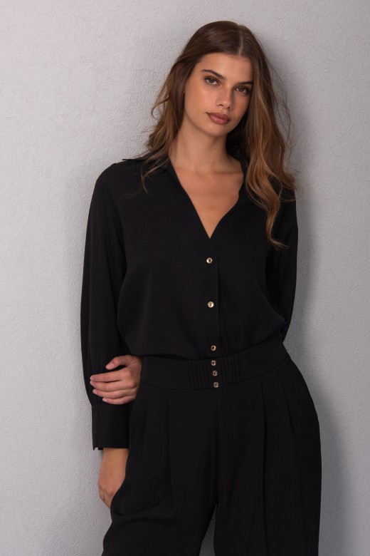 Fluid blouse with tab detail on sleeves