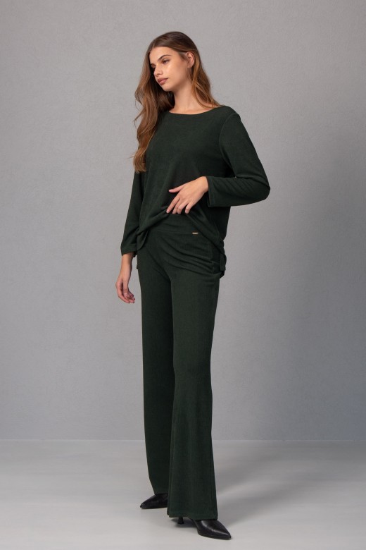 Textured knit wide-leg pants