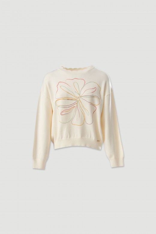 Camisola de malha com bordado