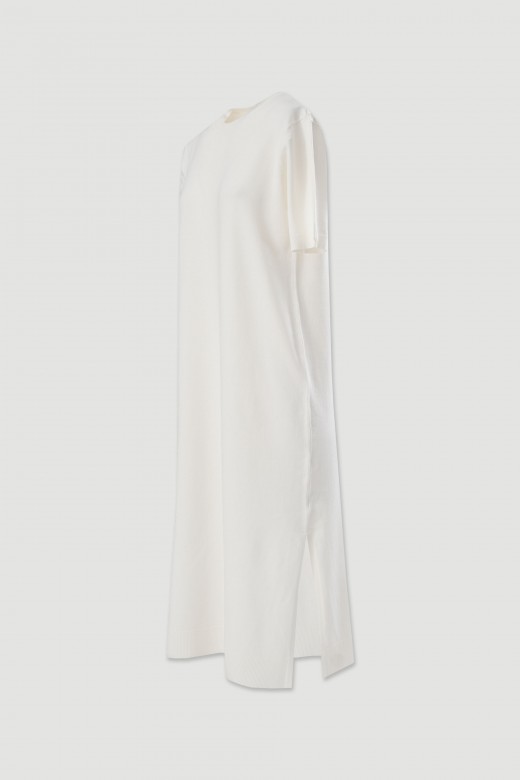 Vestido midi de malha com manga curta