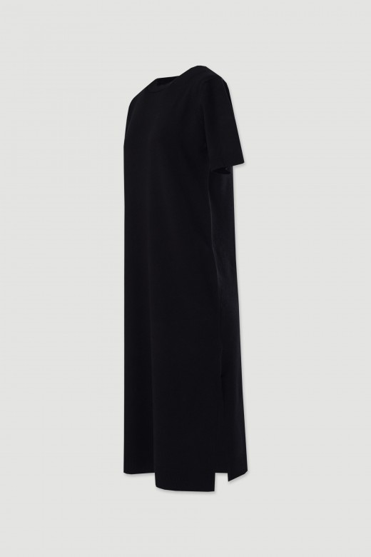 Vestido midi de malha com manga curta