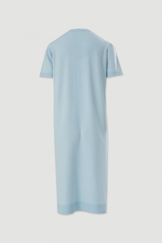 Vestido midi de malha com manga curta