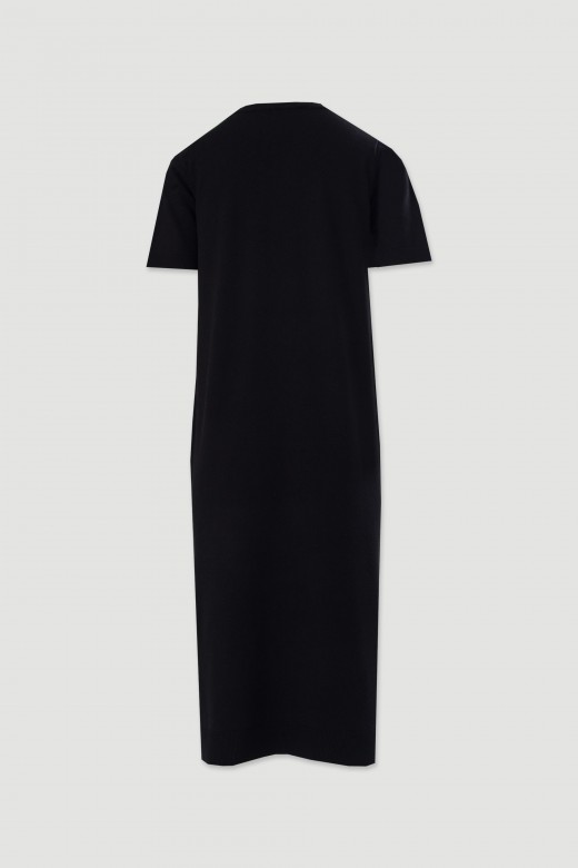 Vestido midi de malha com manga curta