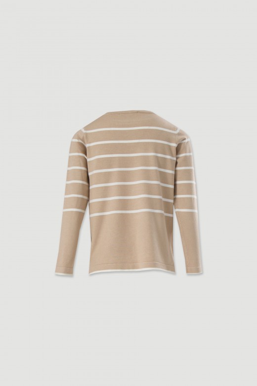 Camisola de malha com riscas a contrastar