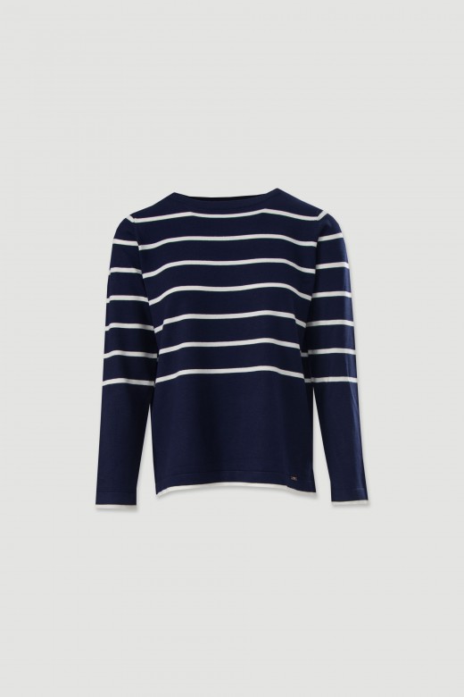 Camisola de malha com riscas a contrastar