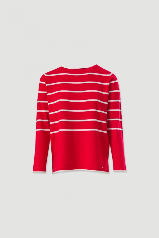 Camisola de malha com riscas a contrastar