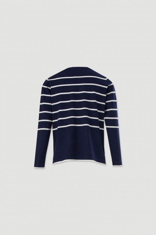 Camisola de malha com riscas a contrastar