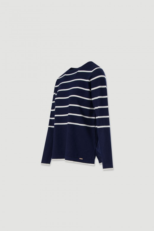 Camisola de malha com riscas a contrastar