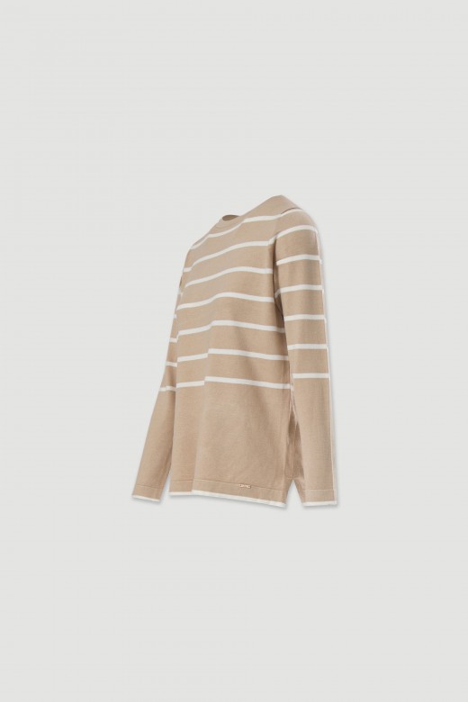 Camisola de malha com riscas a contrastar