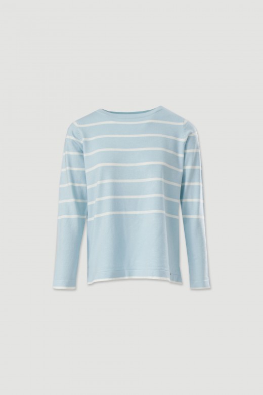 Camisola de malha com riscas a contrastar