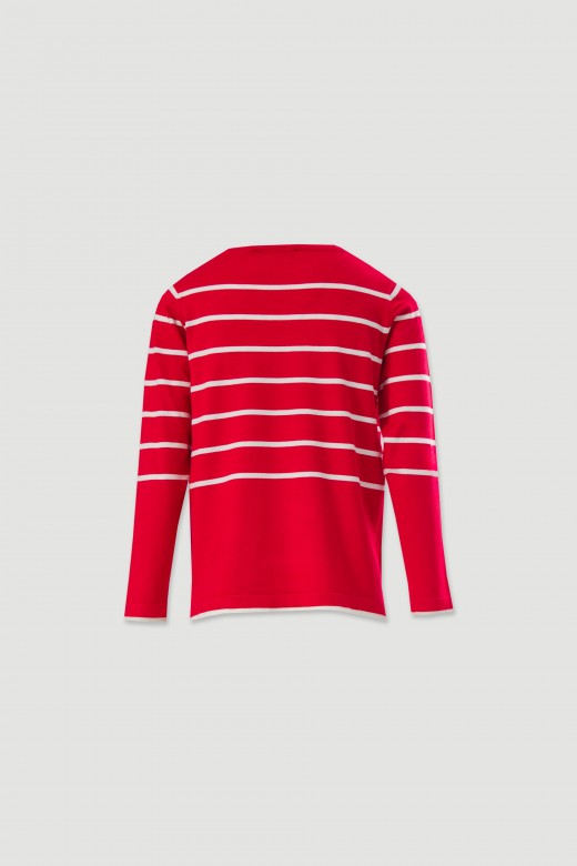 Camisola de malha com riscas a contrastar