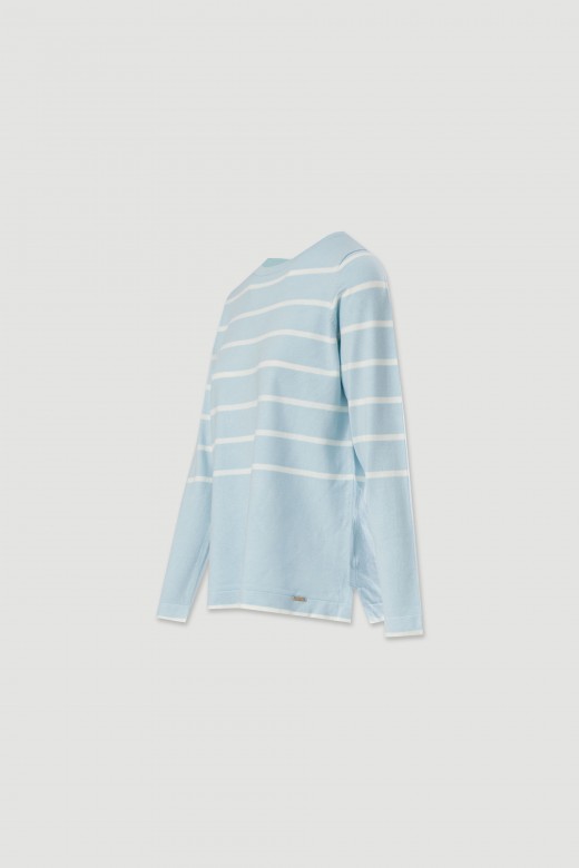 Camisola de malha com riscas a contrastar