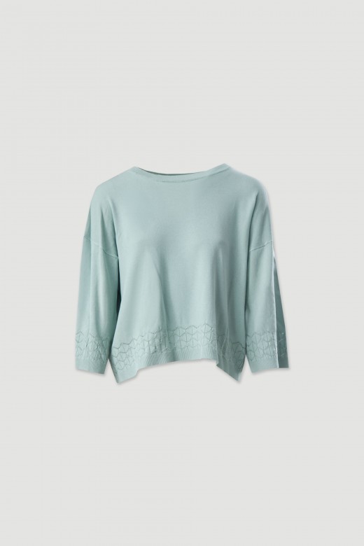 Camisola de malha fluida com detalhe perfurado