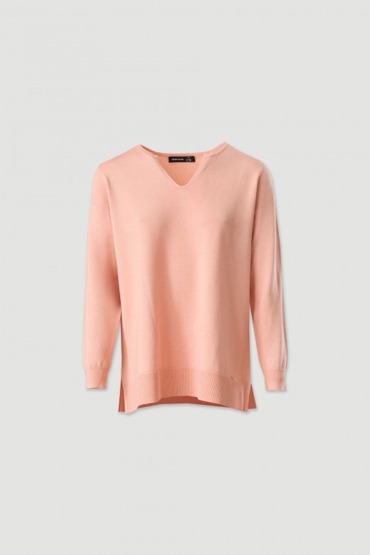Camisola de malha bsica em bico