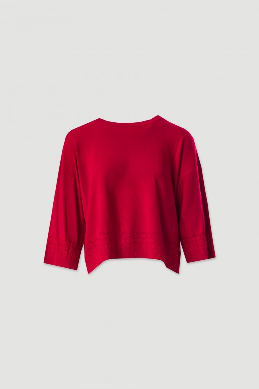 Camisola de malha fluida com detalhe perfurado