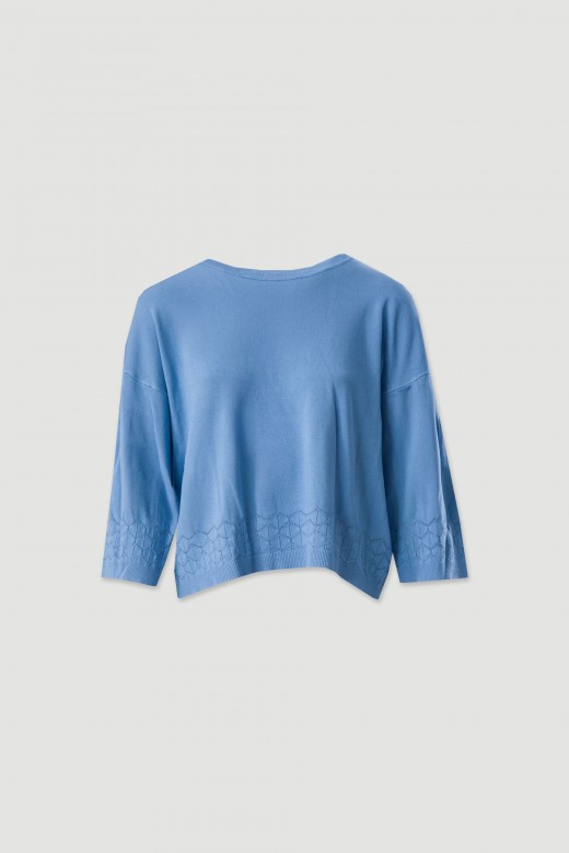 Camisola de malha fluida com detalhe perfurado