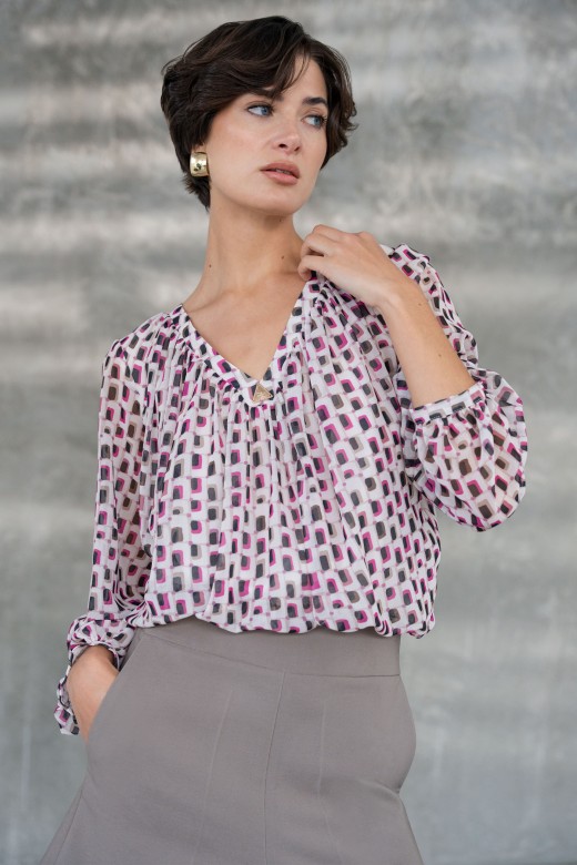 Blusa estampada abalonada dupla