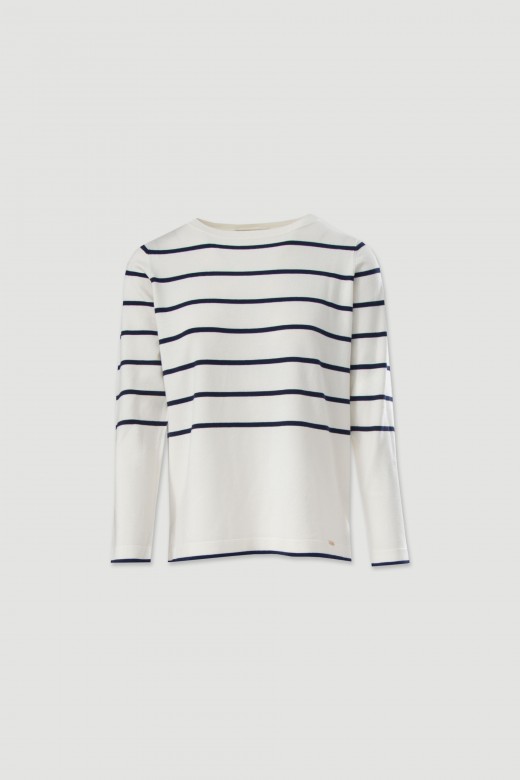 Camisola de malha com riscas a contrastar