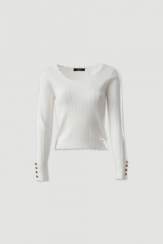 Camisola de malha canelado