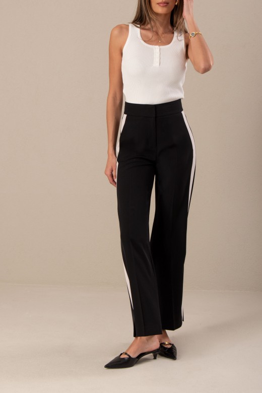 Cala wide leg com risca lateral