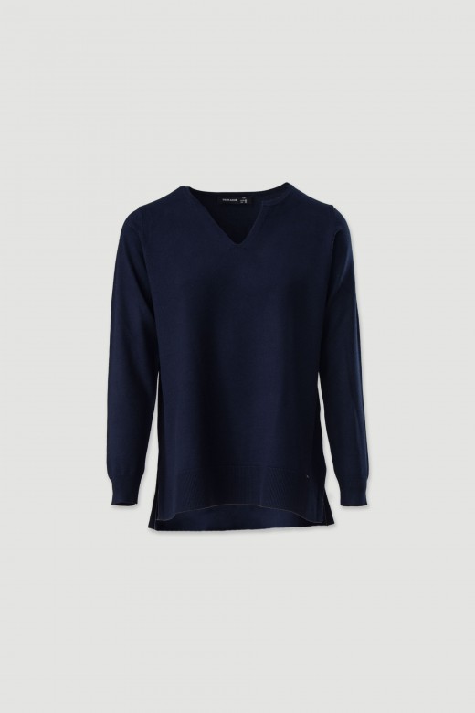 Camisola de malha bsica em bico