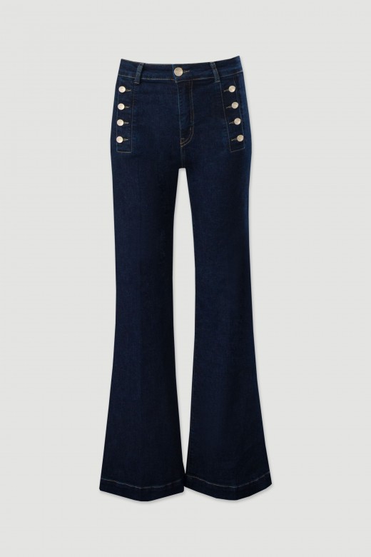 Jeans wide leg de cintura subida