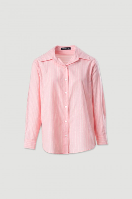 Camisa comprida em tecido de riscas