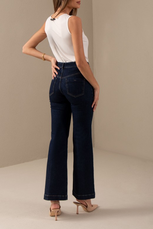 Jeans wide leg de cintura subida