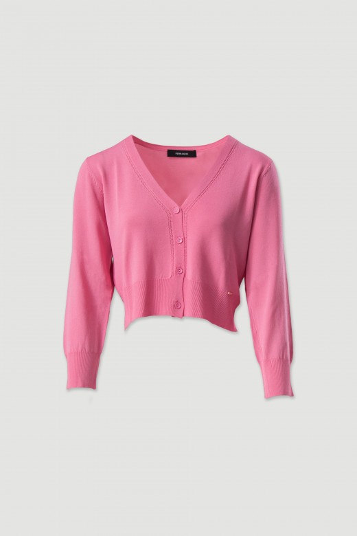 Conjunto de malha fina: casaco curto com top