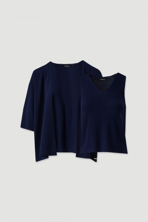 Conjunto de malha: casaco e top