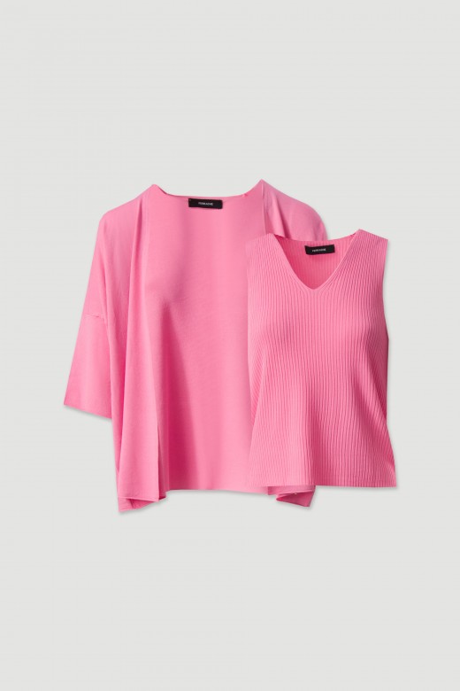 Conjunto de malha: casaco e top